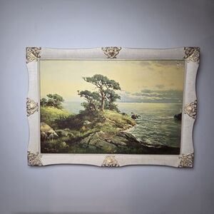 Vintage Robert Wood Print | Cypress Coast Ocean Scene | Large Framed 41" x 29"